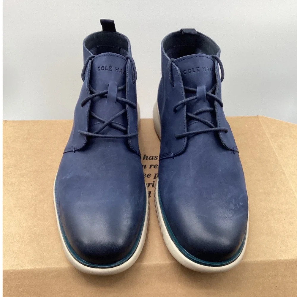 Cole Haan Mens Grand.OS Navy Blue Nubuck Leather Chukka Boots C41007 Size 10M